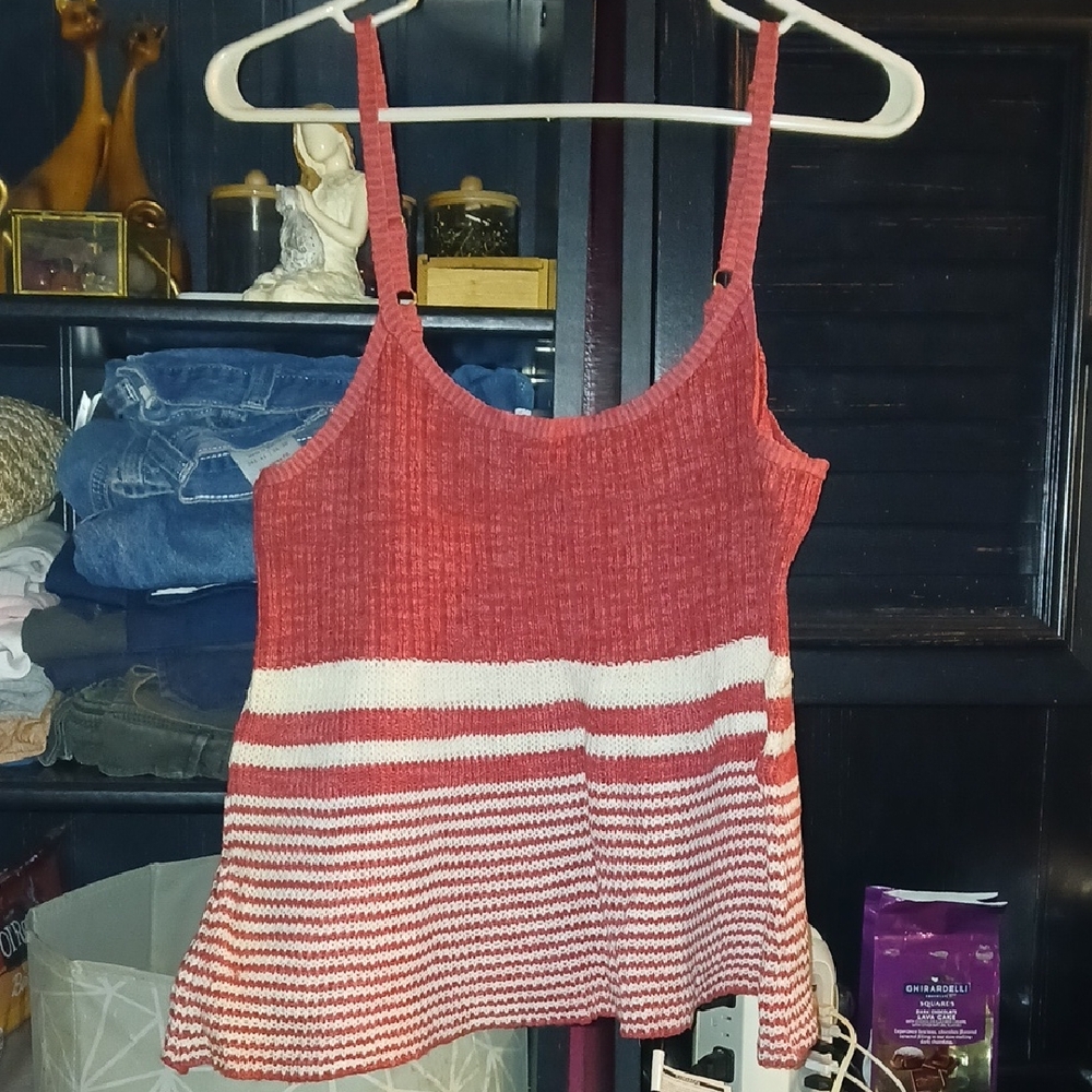 Moth Striped Red and Cream Camisole